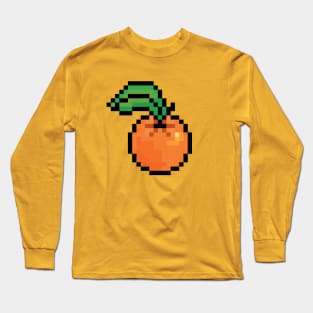 Orangle pixel art fruit Long Sleeve T-Shirt